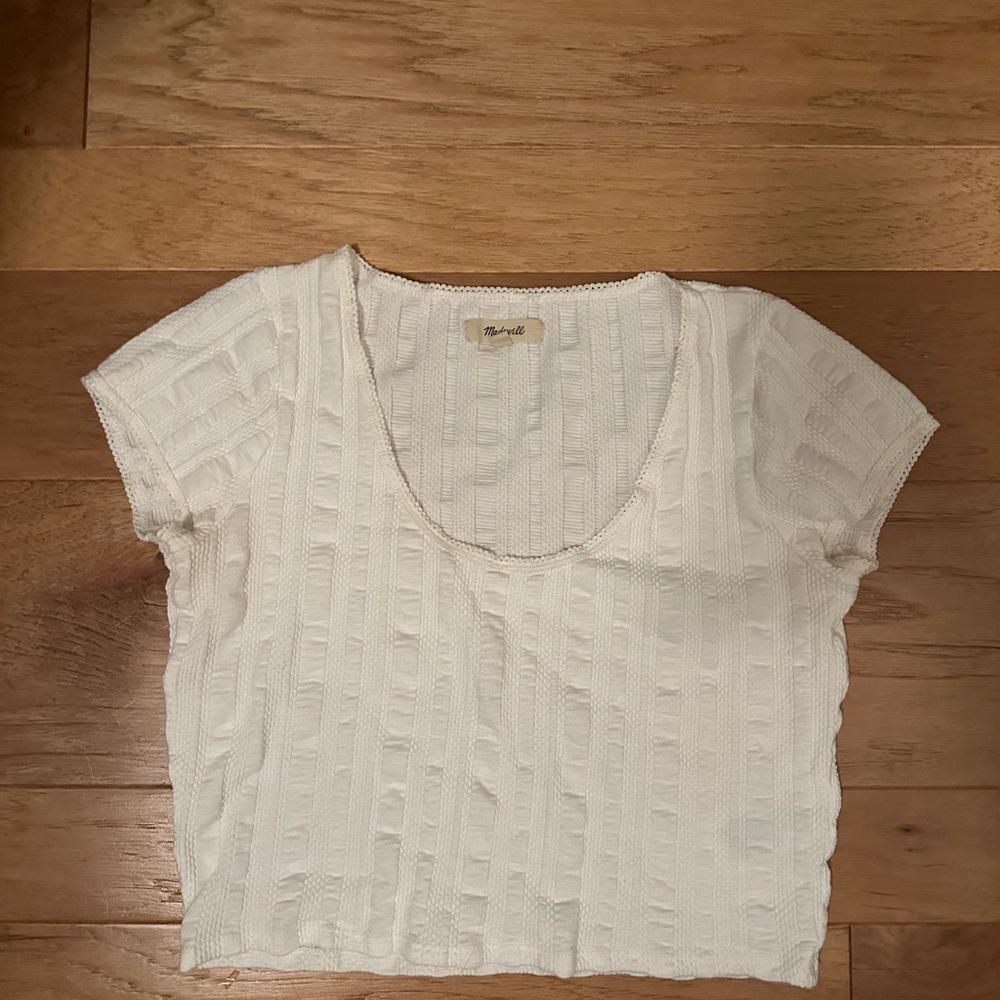 Madewell white crop top — size small